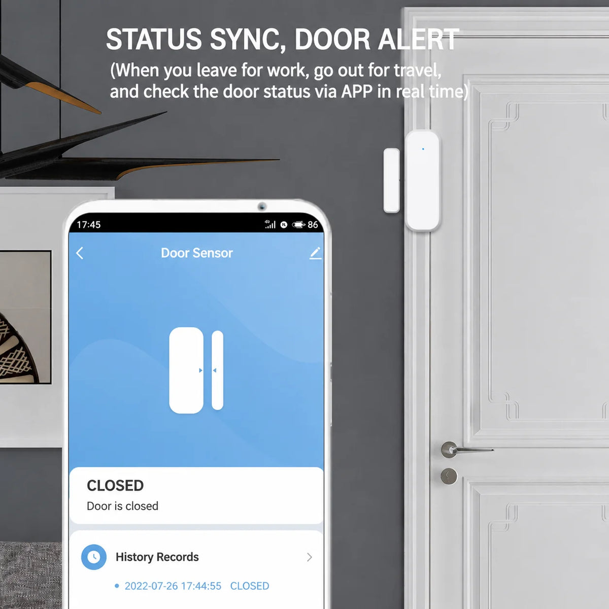 Tuya Door and Window Magnetic Smart Sensor with Zigbee and Wi-Fi connectivity, compatible with Alexa and Google Home