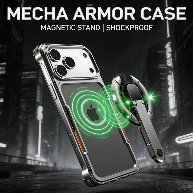 2-in-1 Detachable 360 Rotating Magnetic Bracket Metal Frameless Phone Case for iPhone 17 Pro Max Shockproof for Magsafe Cover
