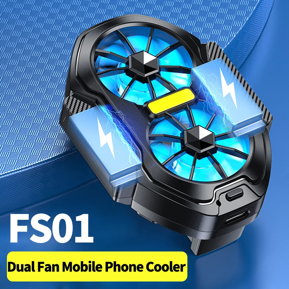 FS01 Dual Fan Rechargeable Mobile Phone Cooler Stronger Cooling Air Phone Radiator Mini Back Clip USB Radiator for Android IOS