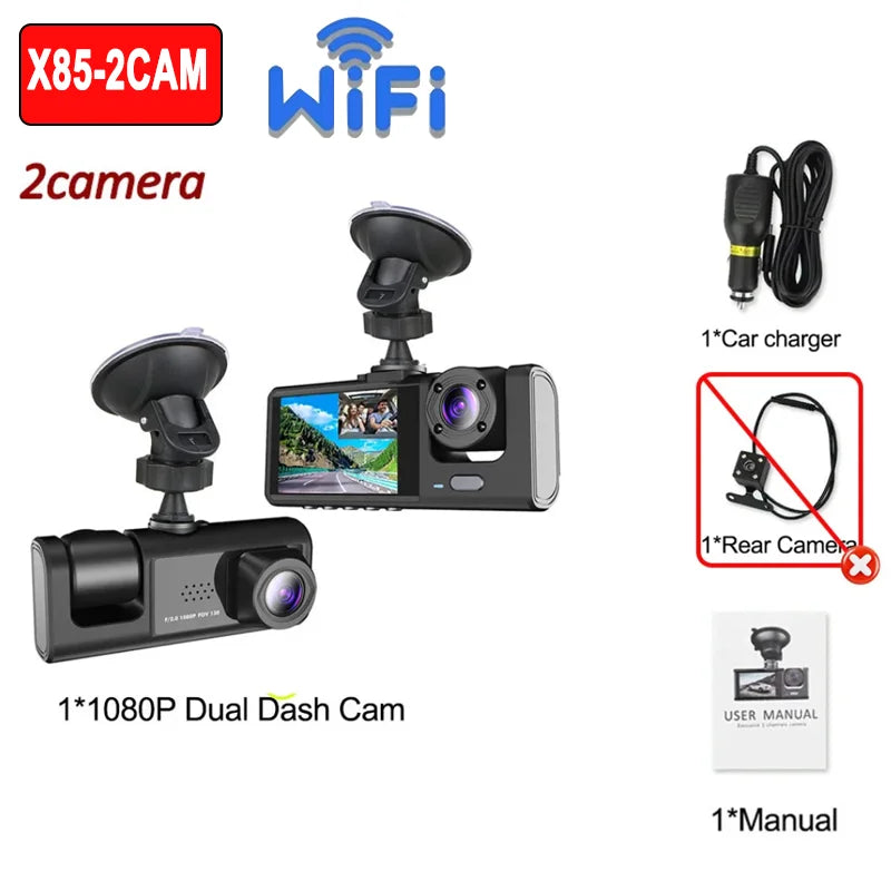 1080P Car Dvr WiFi APP 3/2Lens Dash Cam for Cars Camera for Vehicle Recorder Video Front and Rear Camera Night Vision Dashcam