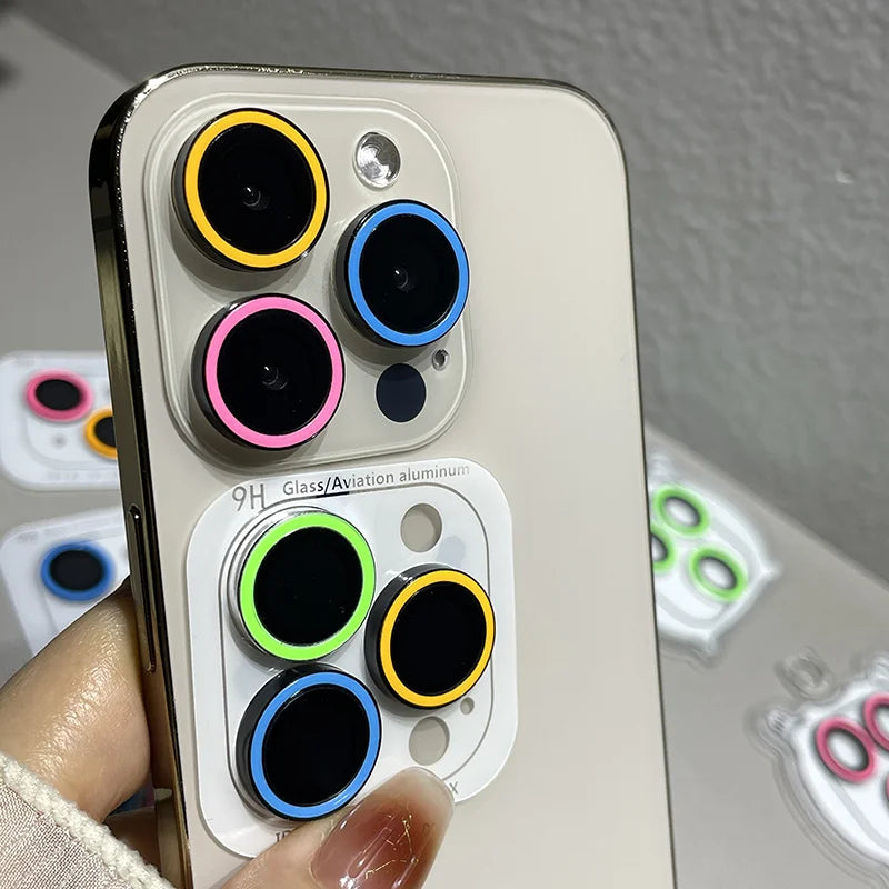 Luminous Camera Protector For IPhone 16 Pro Max 16 Plus 15Pro Lens Film Ring Anti-Scratch Tempered Glass Glowing Protective Cap