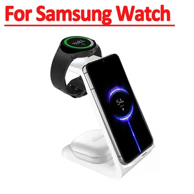 Fast Wireless Charger Stand For iPhone 17 16 15 14 Samsung S24 S23 Apple Watch 8/7 Samsung Galaxy 6/5 3 In 1 Charging Station