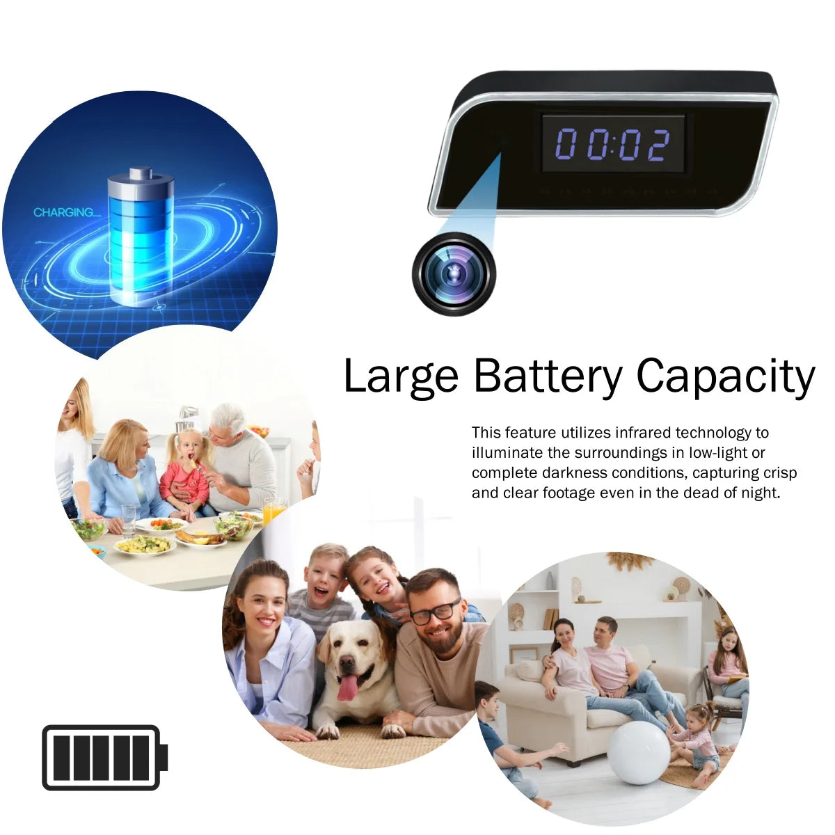 Mini Wireless WiFi Camera Ultra HD Digital Clock Cameras With Night Vision Motion Detection Remote Viewing Recorders for Home