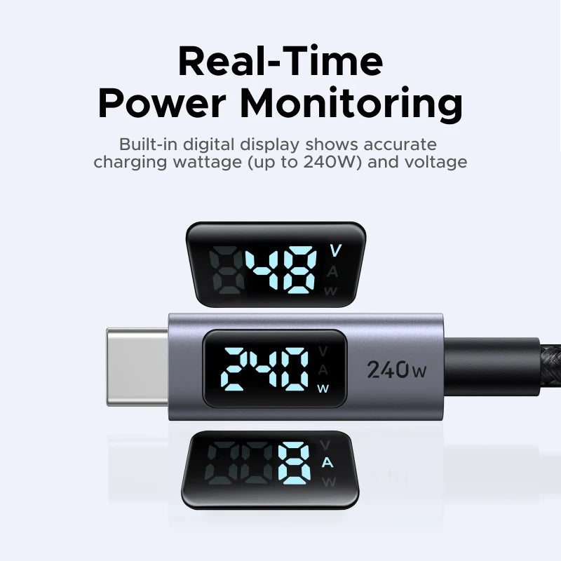 UGREEN Type-C Charging Cable PD3.1 240W Digital Display Screen USB-C Cord for Laptop MacBook HP iPhone 17 16 Samsung S25 Xiaomi
