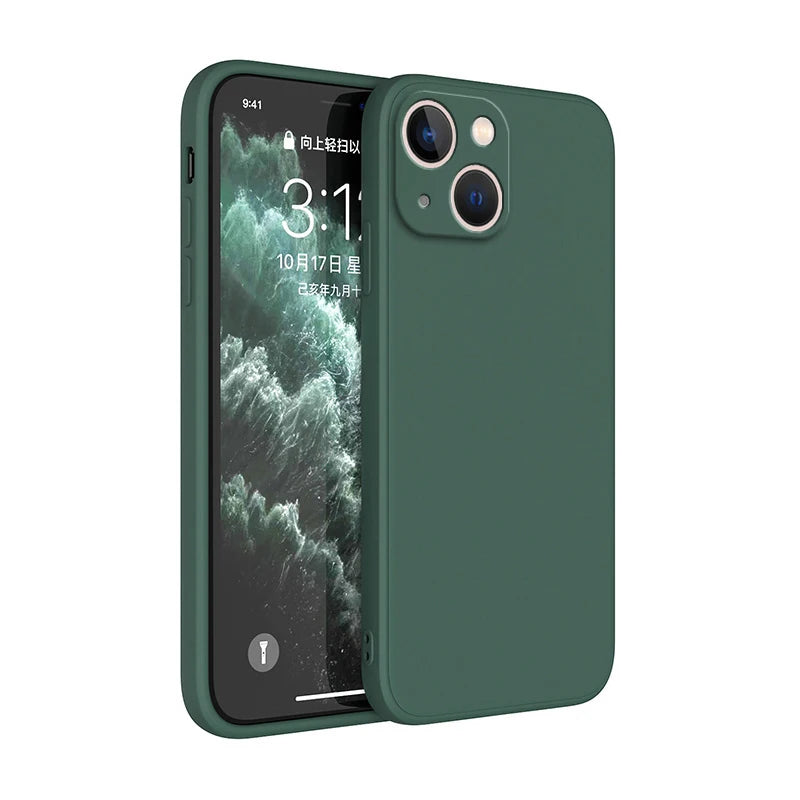 Original Square Liquid Silicone Phone Case for iPhone 14 13 7 8 Plus X XR XS 11 12 Pro Max SE 2 3 Luxury Camera Protective Cover