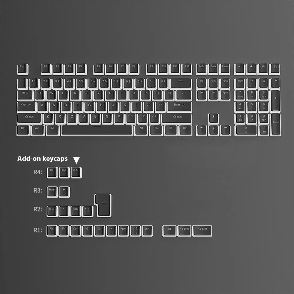 129 Keys Pudding Keycaps PBT Double Shot RGB Gaming Keyboard Keycaps For 61 68 84 87 96 98 100 104 108 Keys Mechanical Keyboard