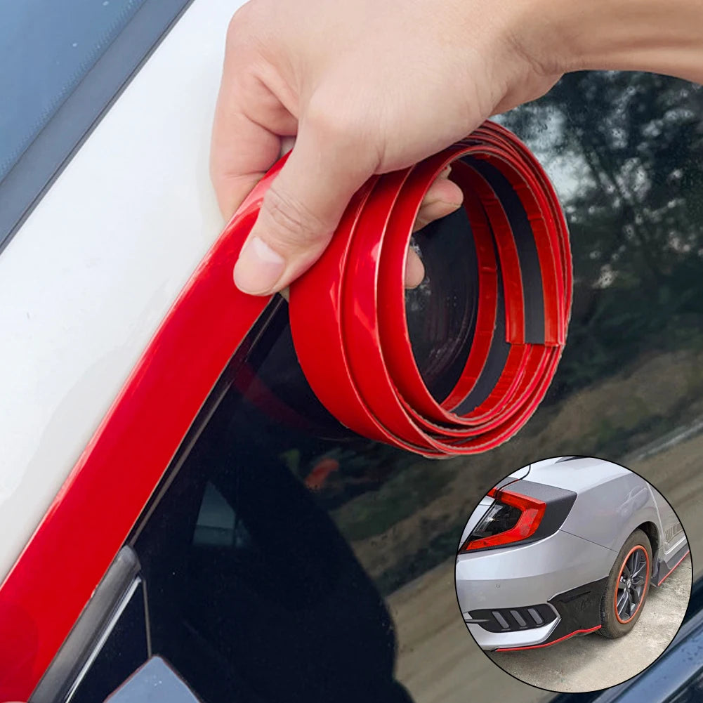 3M /5M DIY Car Bumper Self-adhesive red Decorative Strip Thickened PVC Material To Prevent Body Scratches Decorate Car Accessory
