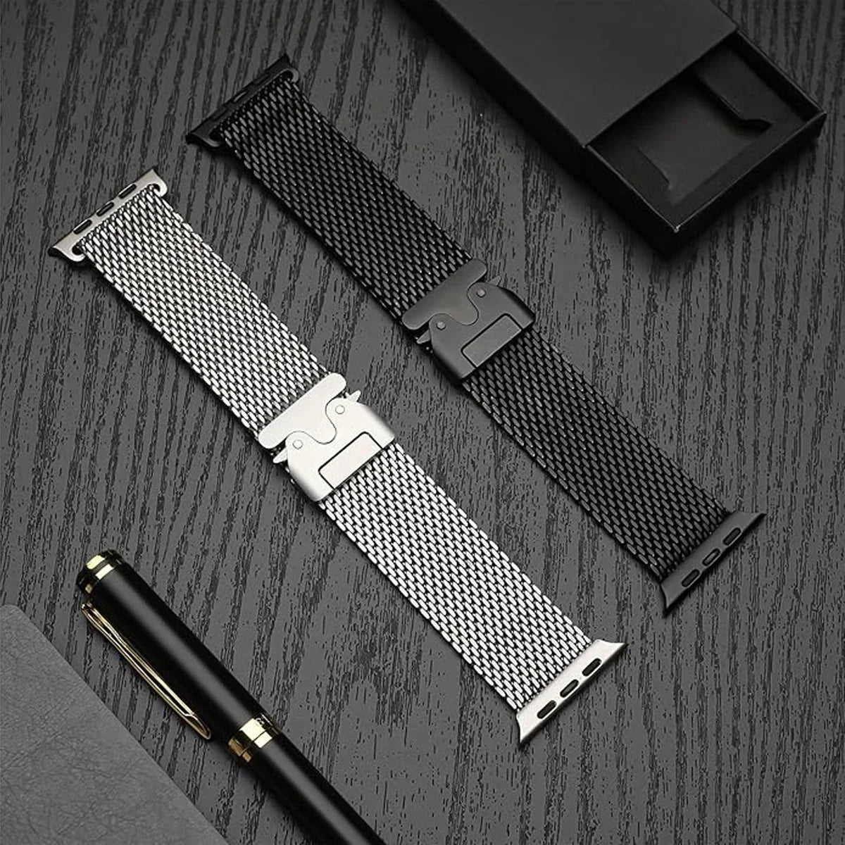 Official Titanium Milanese Loop Band for Apple Watch Bands Ultra 2/Ultra 49mm 46mm 45mm 44mm 42mm Parachute-style Strap Bracelet