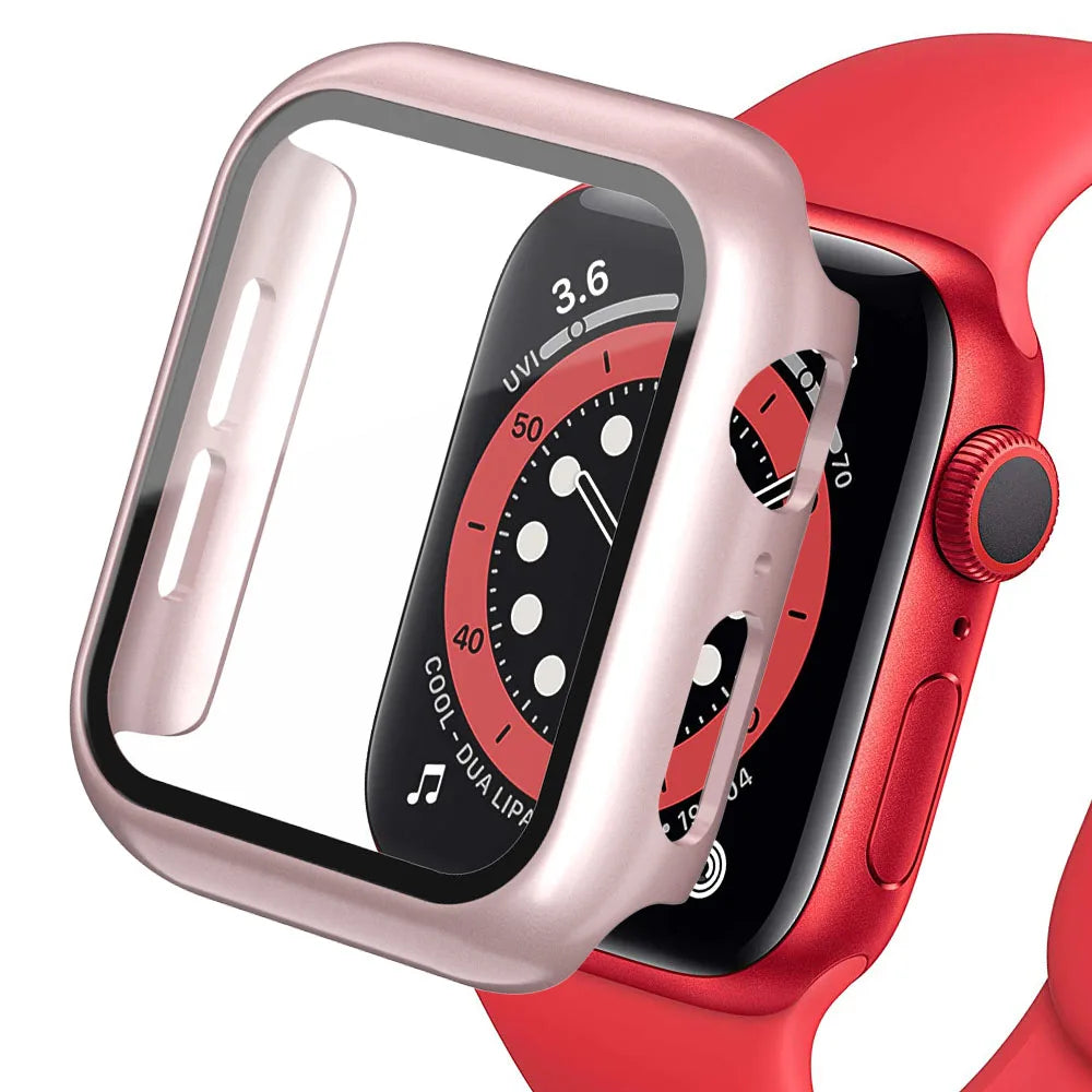 Glass+Matte Watch Cover for Apple Watch Case 45mm 41mm 44mm 40mm 42mm 38mm Bumper+Screen Protector for Iwatch SE 8 7 6 5 4 3 2 1