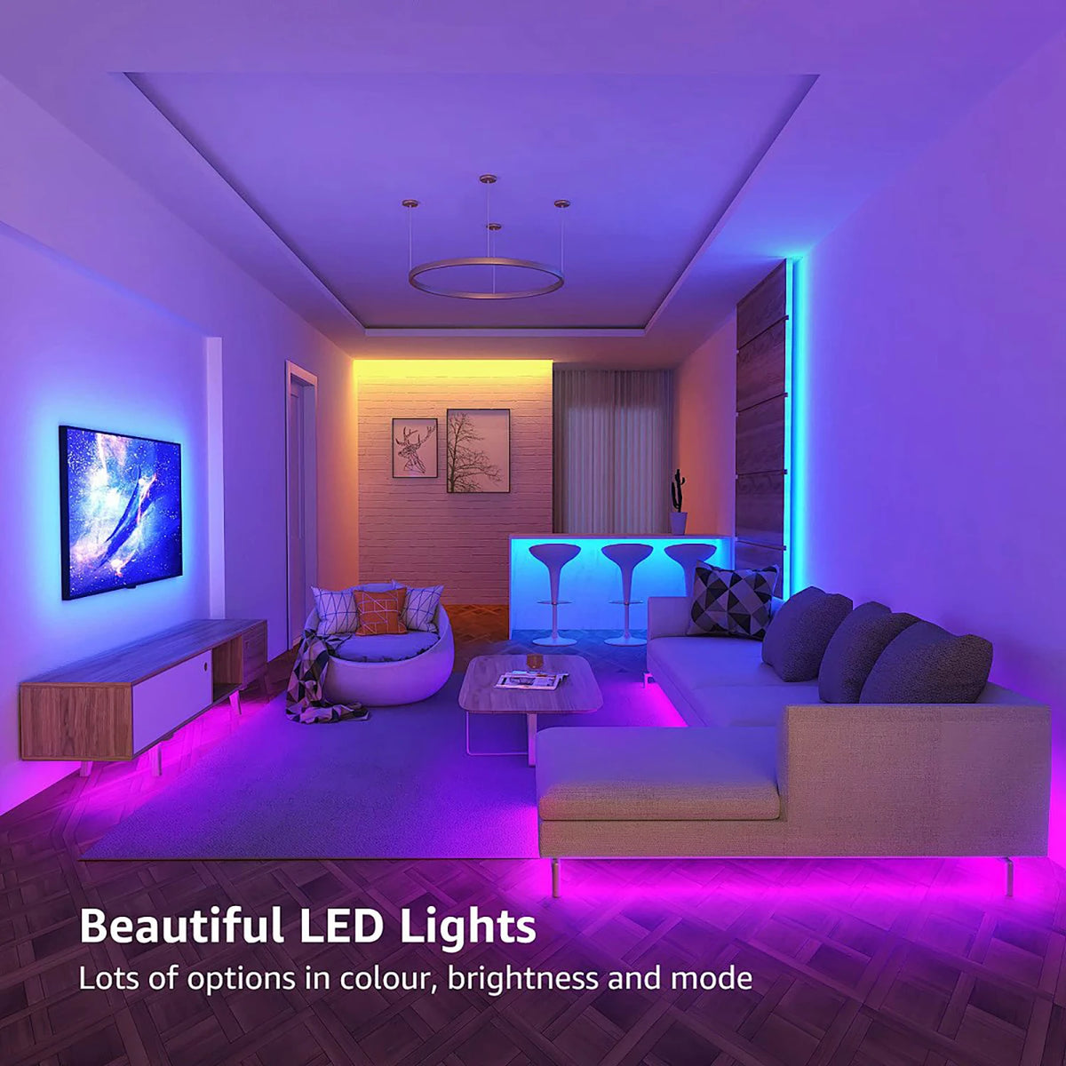 LED Strip Lights, RGB Color Changing Led Strip Lighting with 24-Key Remote and APP Control, Music Sync Lights