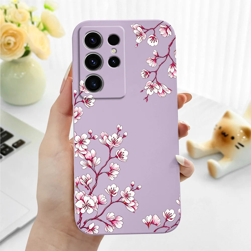 Sakura Bloom Phone Case For Samsung Galaxy S26 S25 Edge S24 S23 S22 S21 S20 S10 FE Plus Ultra Silicone Soft Cover