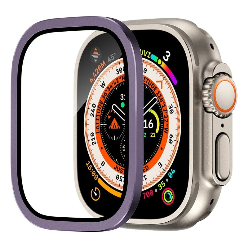 Aluminium Alloy Case+Tempered Glass for Apple Watch Ultra 2 49mm Anti-Scratch Screen Protector for iWatch Ultra 49mm Cover Film