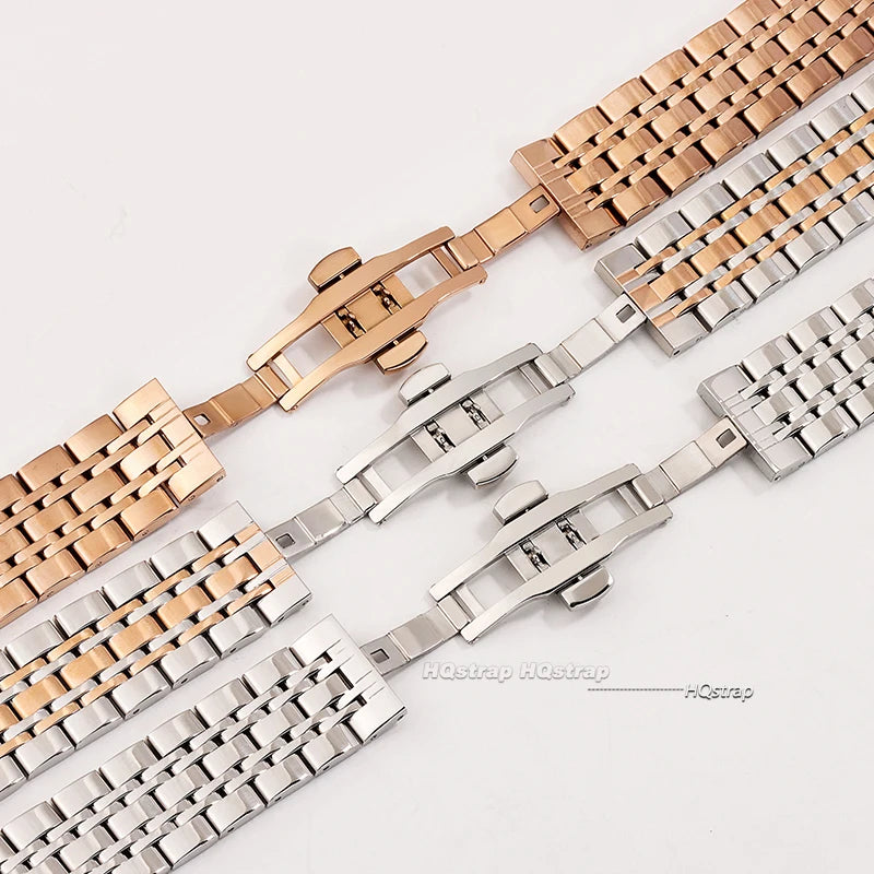 Curved End Watch Strap 14 16 18 19 20 21 22mm Bracelet Stainless Steel Band Metal Wristband Universal Watch Belt Accessories