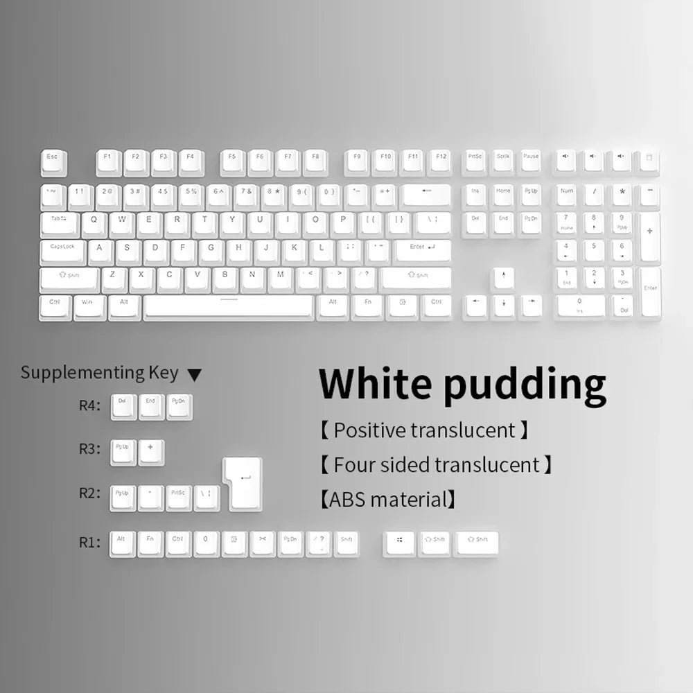 104 Keys Pudding Keycaps For Mechanical Keyboard PBT OEM Keycaps Jelly RGB Full Size 60% 70% 100% Small complete set of keycaps
