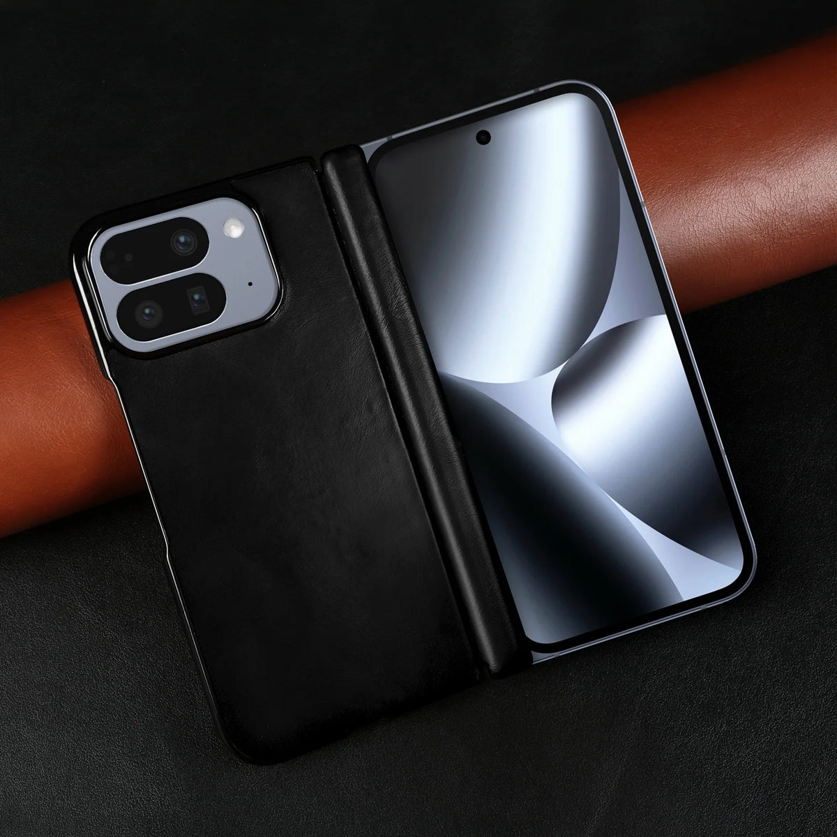 For Google Pixel 10 Pro Fold Case Pixel 9 Pro Fold Retro Full Grain Oil Wax Pattern Cowhide Genuine Leather Phone Cover Fundas