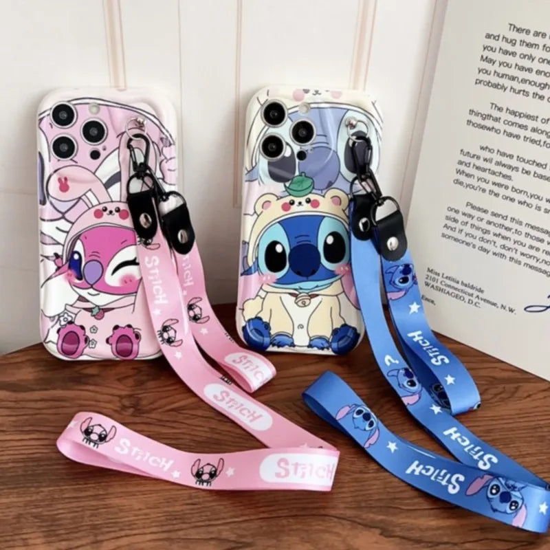 3D cartoon Stitch with lanyard protective cover For Samsung Galaxy S8 S9 S10 Lite S20 S21 S22 S23 S24 S25 FE S26 edge Plus Ultra