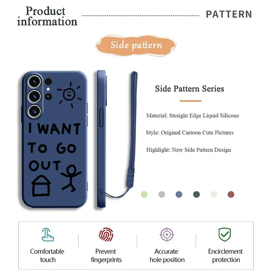 Soft Cover Phone Case for Samsung Galaxy S24 FE S21 Plus S22 Ultra S23 Note 20 10 Ultra S20 S25 Edge I Want To Go Home