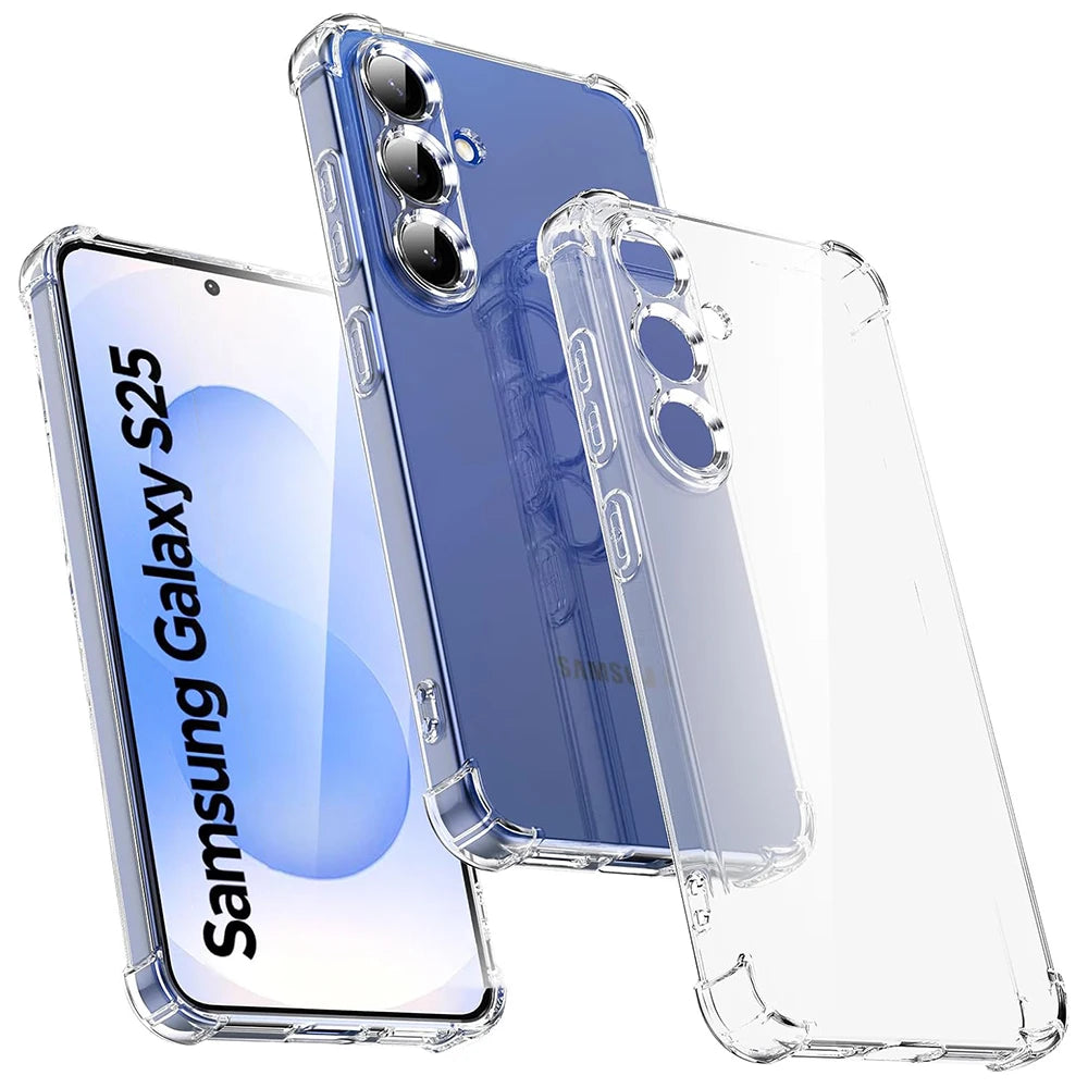 Shockproof Silicone Case For Samsung Galaxy S25 Edge S24 S23 S21 FE S22 Ultra Plus 5G Clear Ultra Thin Soft Cover S25 FE Shell