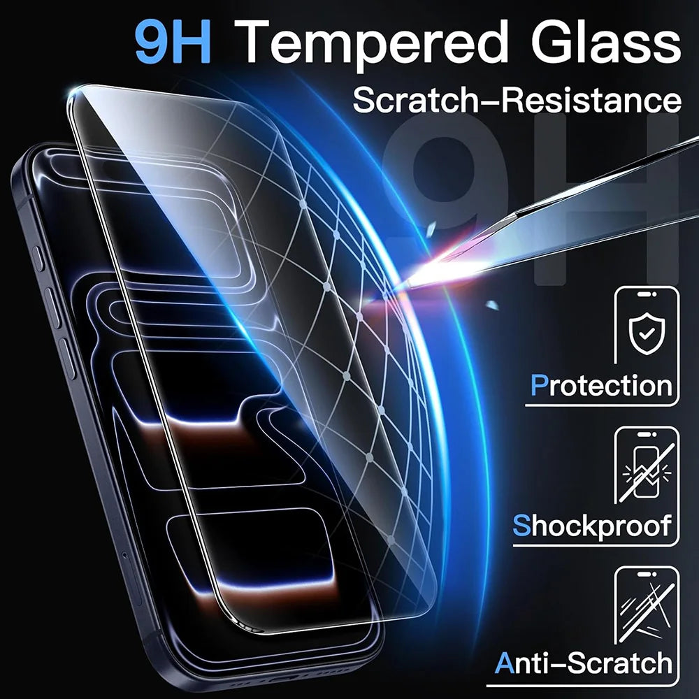 3Pcs Tempered Glass For iPhone 18 17 16 15 14 13 12 11 Pro Max Plus XR Oleophobic Coating Screen Protector Protective Glass Film