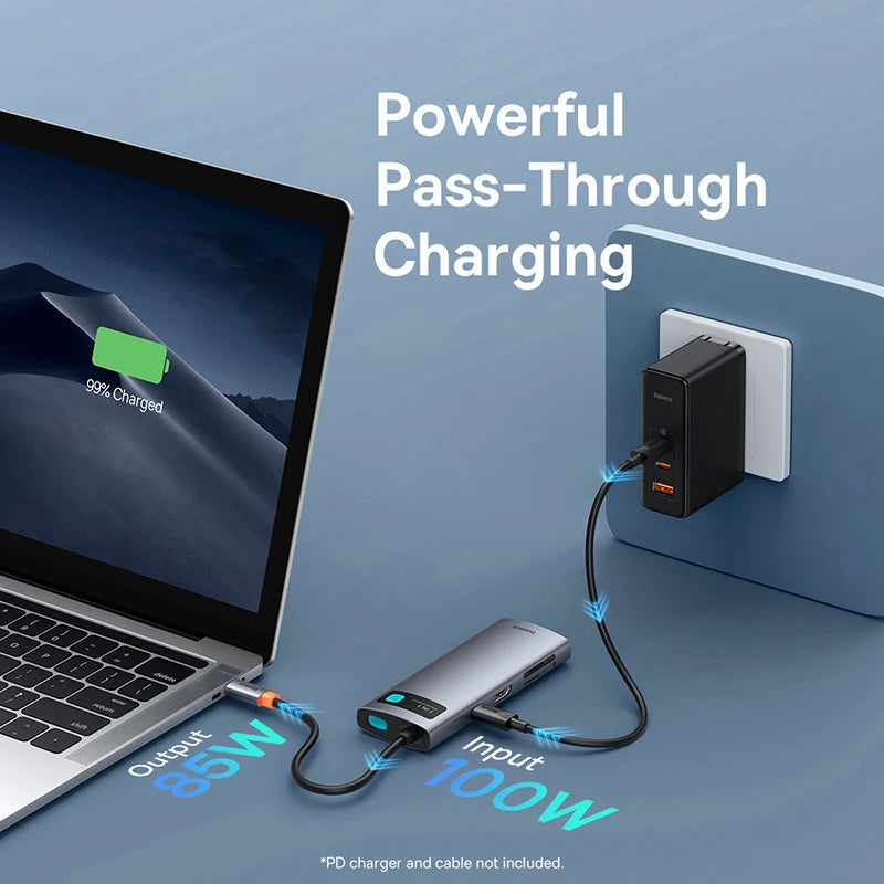 Baseus 7-in-1 Gen 2 USB C HUB 4K@60Hz HDMI 3* USB 3.0 PD 100W Type C Port SD/TF Card Reader for Macbook iPad M2 M1 Steam Deck