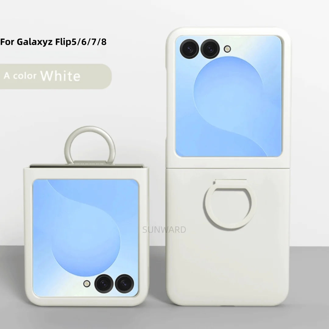 Luxury Large Window Gradient Color Silicone Ring Protect Phone Case For Samsung Galaxy Z Flip 8 7 6 5 Z Flip7 FE Skin Feel Cover