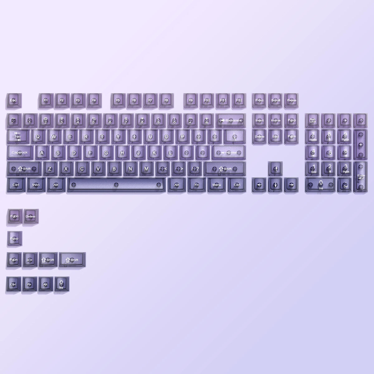 115 Keys Black Transparent Clear Keycaps Crystal Ceramic PC Keycap RGB Shine Through Key Cap MDA Profile for MX Switch Keyboard