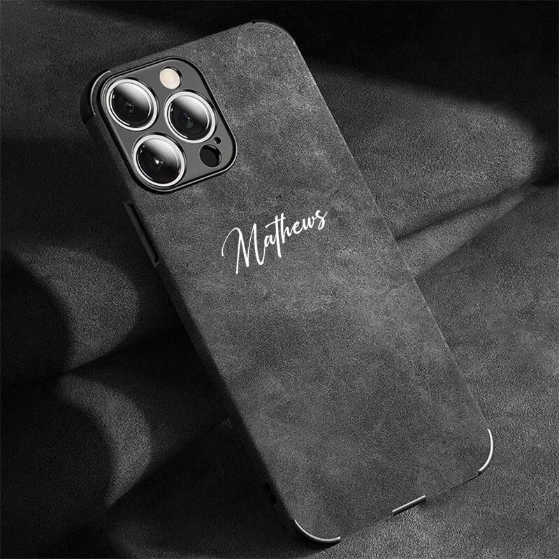 Personalized Luxury Leather Lambskin Case For iPhone 11 12 13 14 15 16 18Pro Max Customized Name DIY Cover