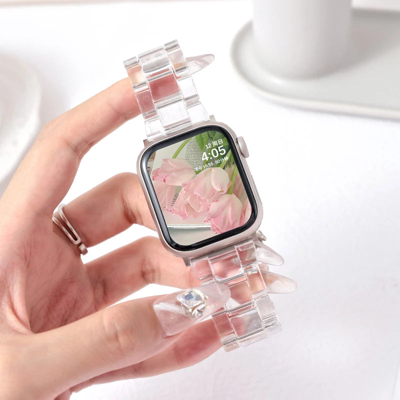 New Laser Transparent Strap for Apple Watch Band 44mm 40 41 45 38 49 46 42mm Correa Bracelet iWatch Series 12 11 10 9 8 7 6 5 4