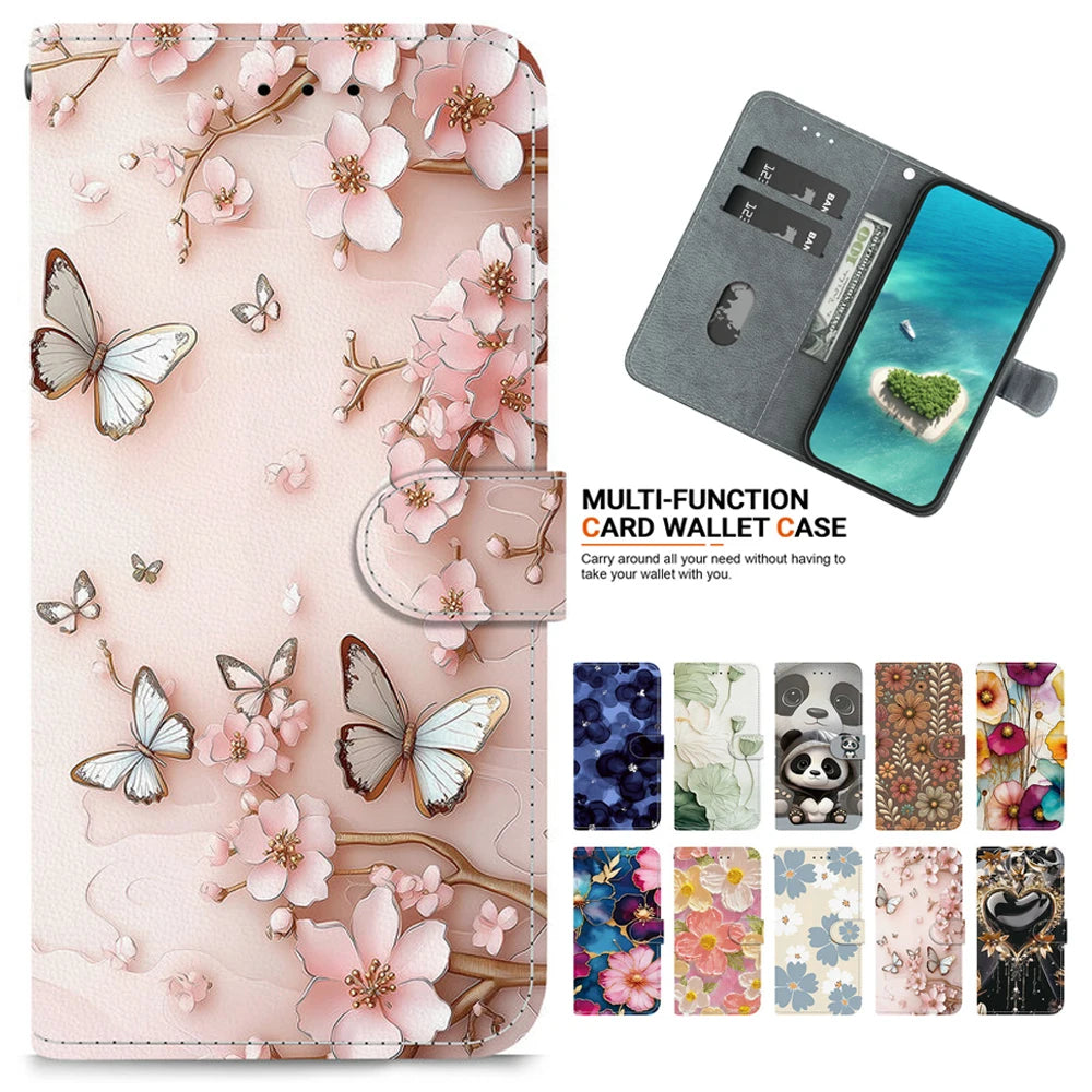 Note 10 20 Ultra S20 S10 Lite Flip Case Floral Leather Wallet Funda for Samsung Galaxy S20 FE Case Samsung S10e S9 Plus S 9 8 +