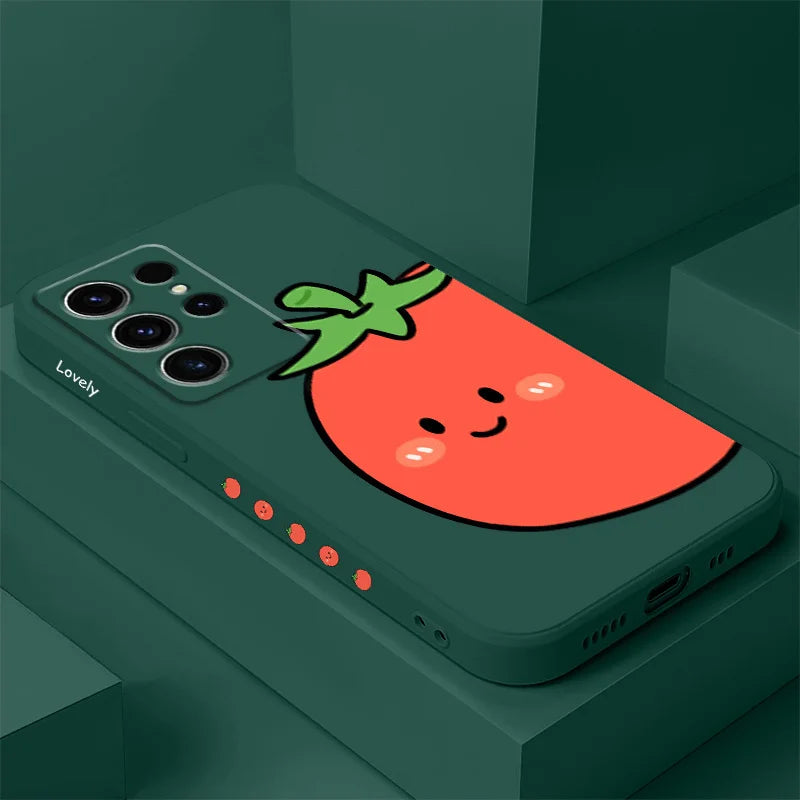 Tomato And Egg Phone Case For Samsung Galaxy S25 S24 S23 S22 S21 S20 S10 S10E Ultra Plus FE Note 20 Ultra Plus Cover