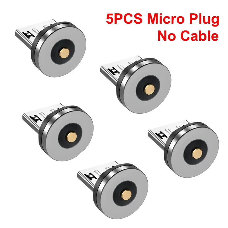 5PCS Magnetic Plug Connector Universal Round Magnetic Cable Type C Micro USB Magnet Replacement Parts for Mobile Phones