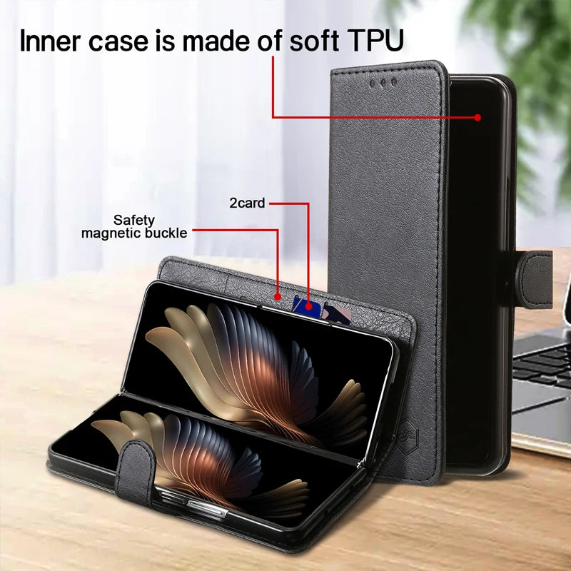 Wallet Phone Case For Samsung Galaxy Z Fold7 Card Holder Stand Shockproof Cloudy PU Leather Cover For Z Fold 6 5 3 4 Funda