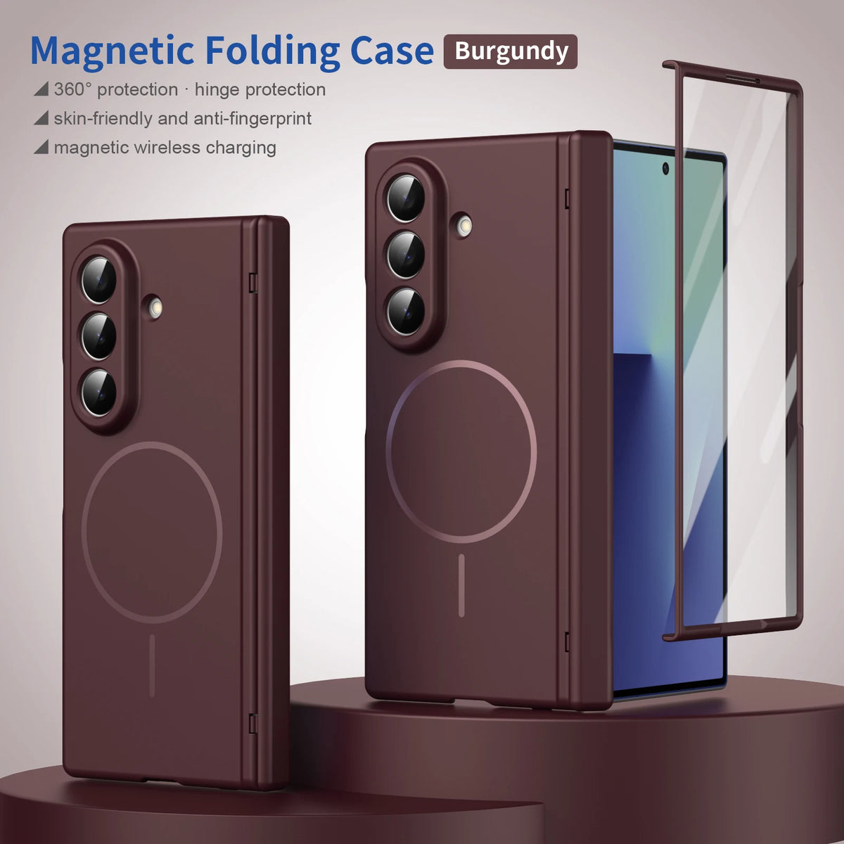 Magnetic Full Cover Hard PC Back Phone Case With Hinge Protection For Samsung Z Fold 8 Ultra 7 6 5 4 With Glass Film Protector