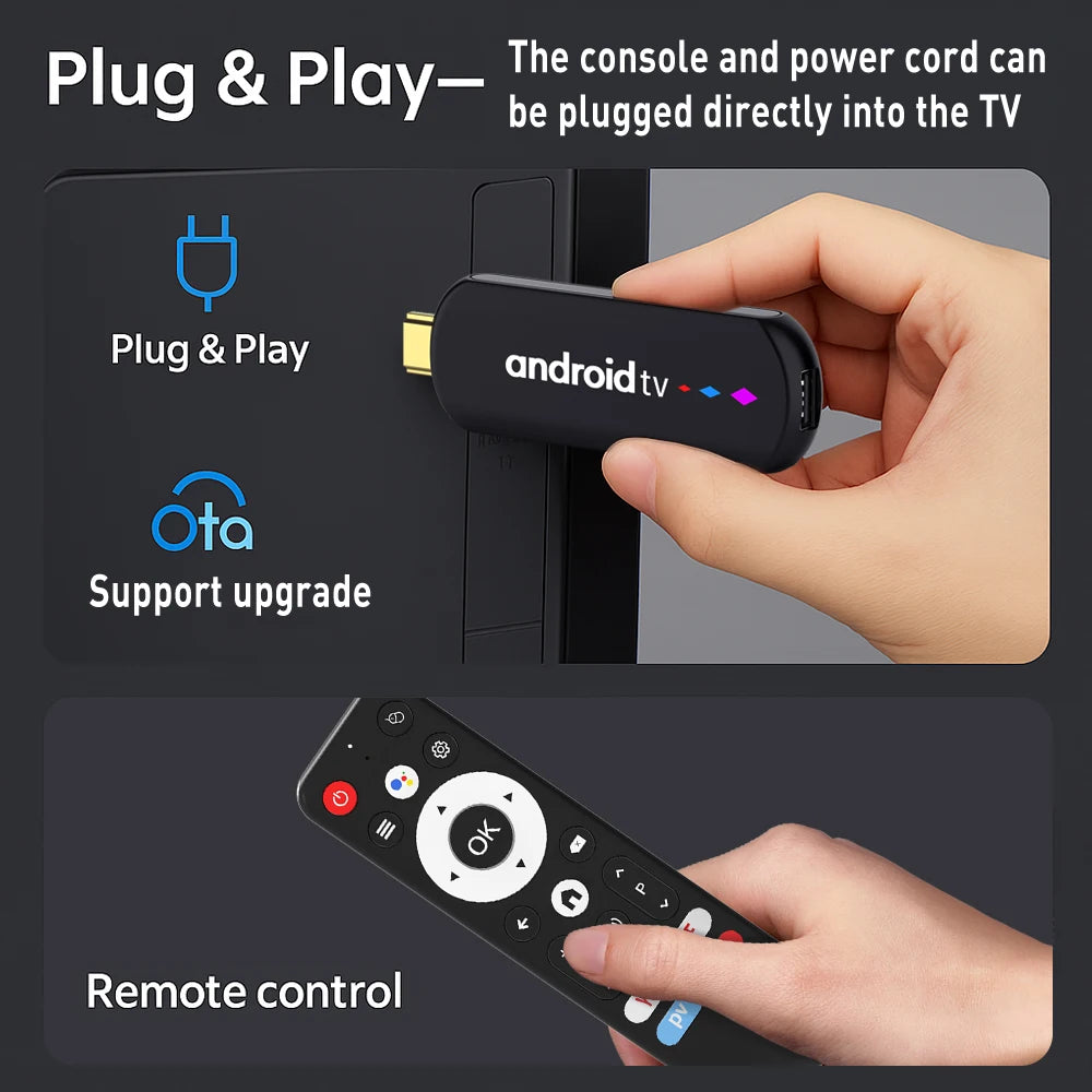 Android TV Stick S905L3 Wifi Android 14.0 Quad Core 4K Home Media Player Voice Assistant Remote Smart TV Stick Android TV