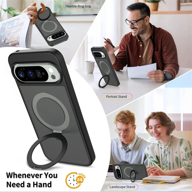 Magnetic Wireless Charging Phone Case for Google Pixel 9 10 Pro XL 10 9 Pro 10A for Magsafe Ring Bracket Shockproof Cover Funda