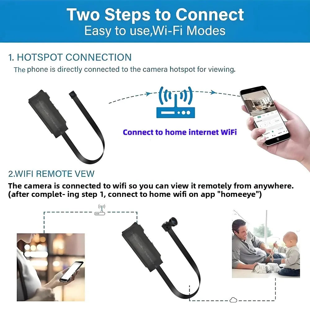 4KHD Mini WiFi Camera with Remote Viewing, Mobile Detection and Other Functions, Home DIY Nanny Style Wireless HD Camera
