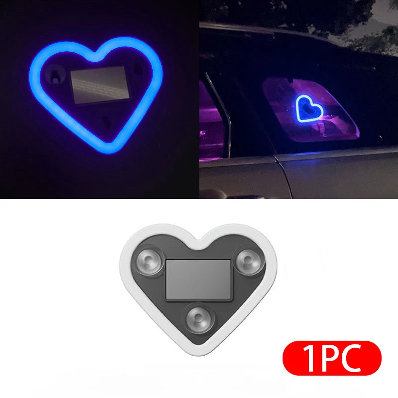 SEAMETAL Universal Car Solar Heart-shaped Light Car Window LED Peach Heart Atmosphere Lamp for Car Exterior Interior Decoration