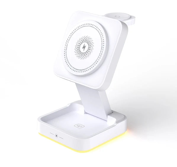 3 in 1 Foldable Charging Station Fast Magnetic Wireless Charger Stand for iPhone 17 16 15 14 13 12 Apple Watch 8 7 6 Airpods Pro
