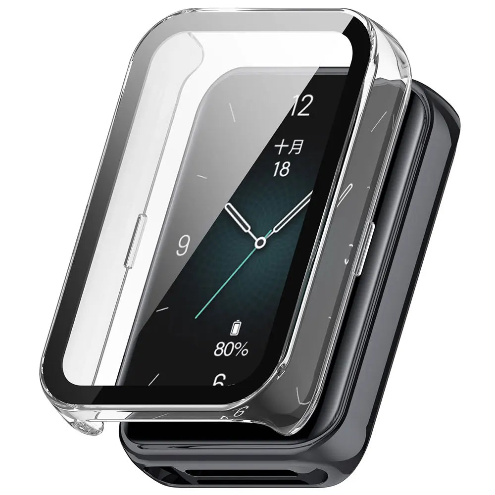 Tempered Glass + PC Case For Honor Band 9 Smart Watch All-Around Screen Protector Hard Bumper for Huawei Honor Band9 Cover