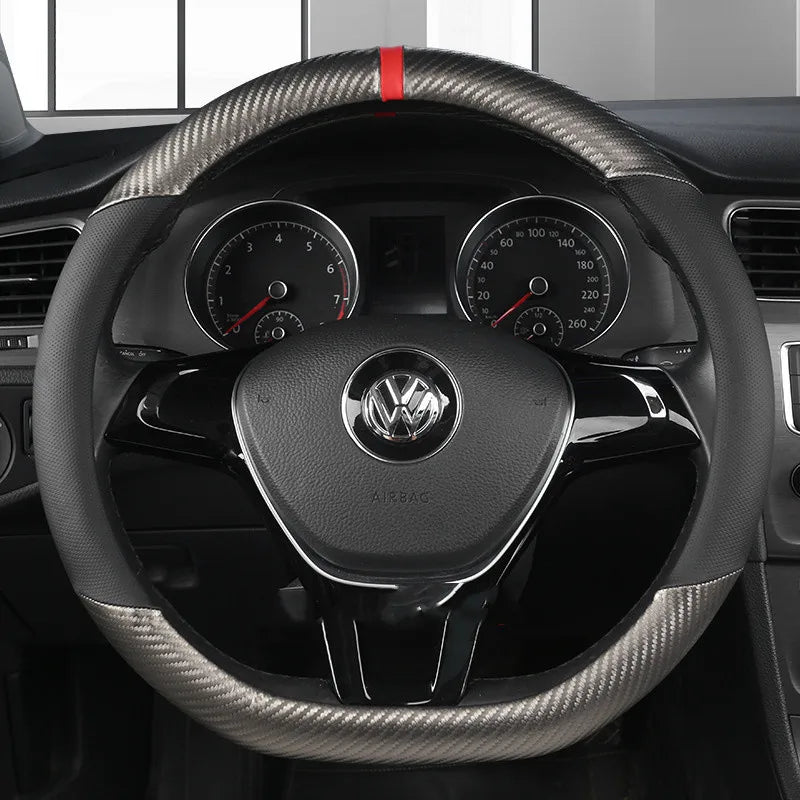 Universal D Shape Car Steering Wheel Cover Breathable Anti Slip Car Decoration Suitable 37-38cm Steering Wheel Cover Accessories