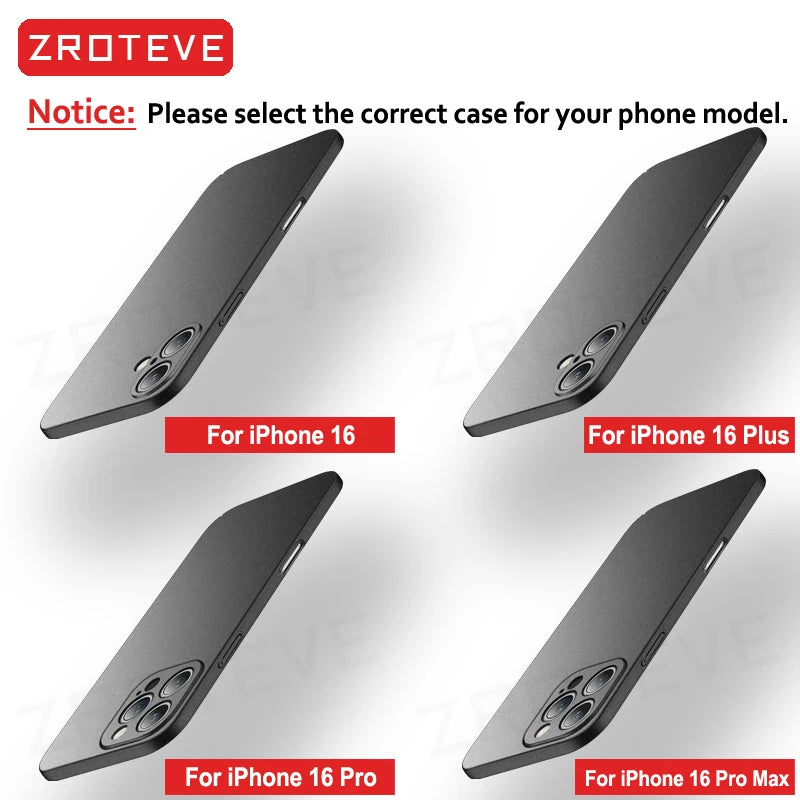 For iPhone 17 16 17e 16e 15 14 13 12 Pro Max ZROTEVE Slim Matte Hard PC Cover For iPhone16 Plus iPhone15 iPhone17 Air Phone Case