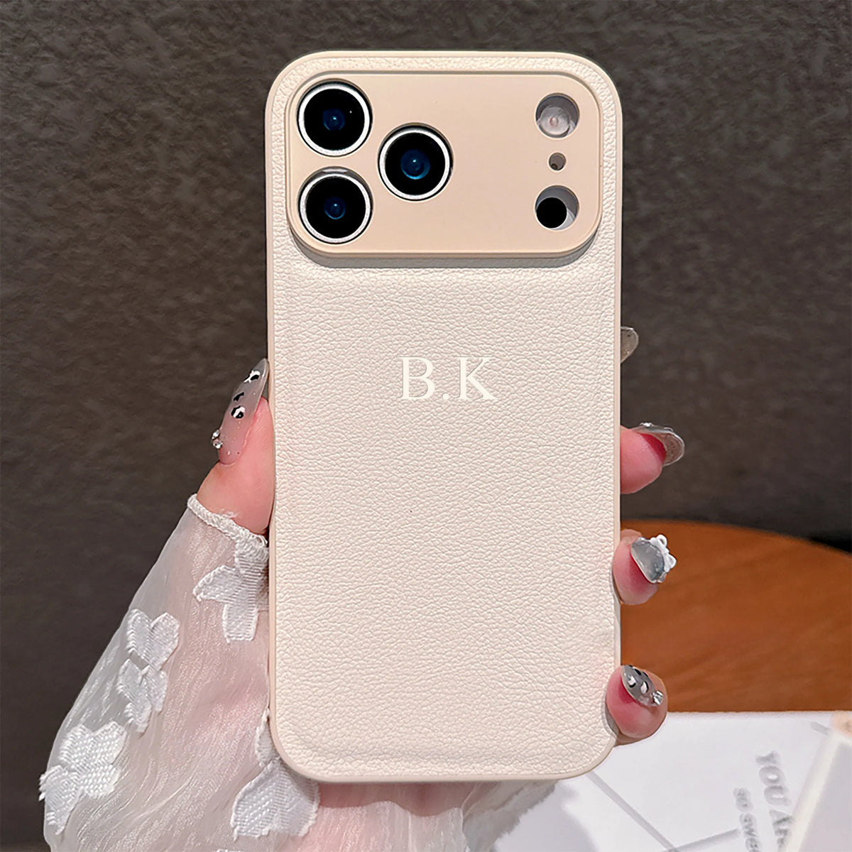Personalized Luxury Customized Name 3D DIY Hot Engrave Faux Leather Phone Case For iPhone 17 16 15 14 13 Pro Max Plus Air