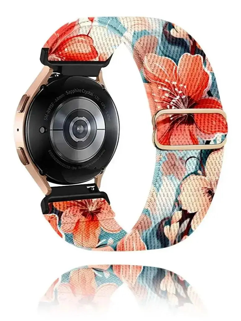 1 Pack Man Woman 20mm Printed Watch Stretchy Loop Band For Galaxy Watch 7 6 5 4 3 FE 40mm 41mm 42mm 44mm 45mm 46mm
