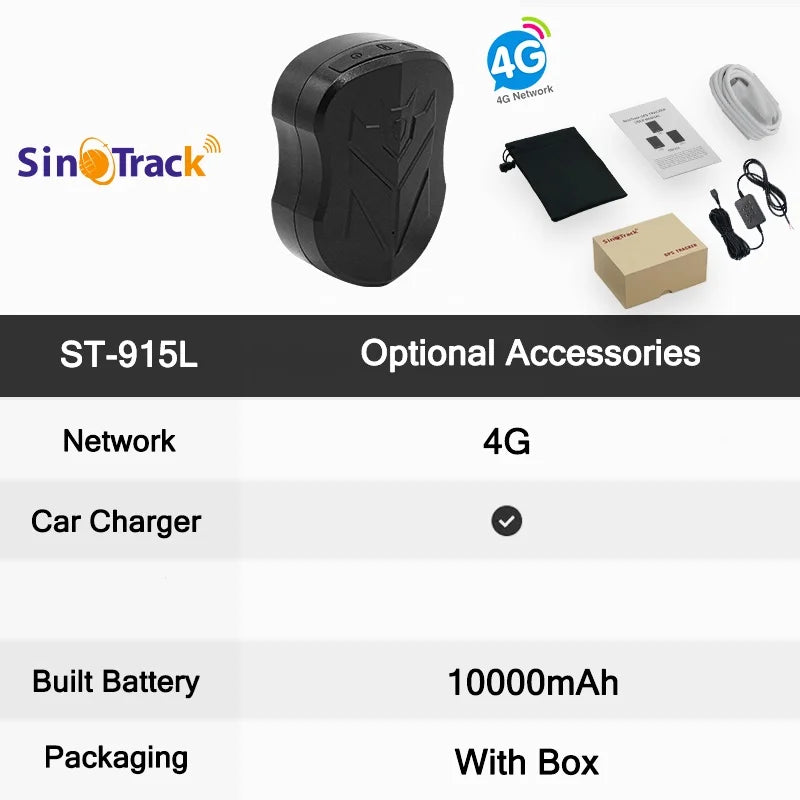 New 4G Waterproof ST-915 10000mAH Battery GPS Tracker Vehicle Track Locator Magnet Long Standby Real Time Position APP