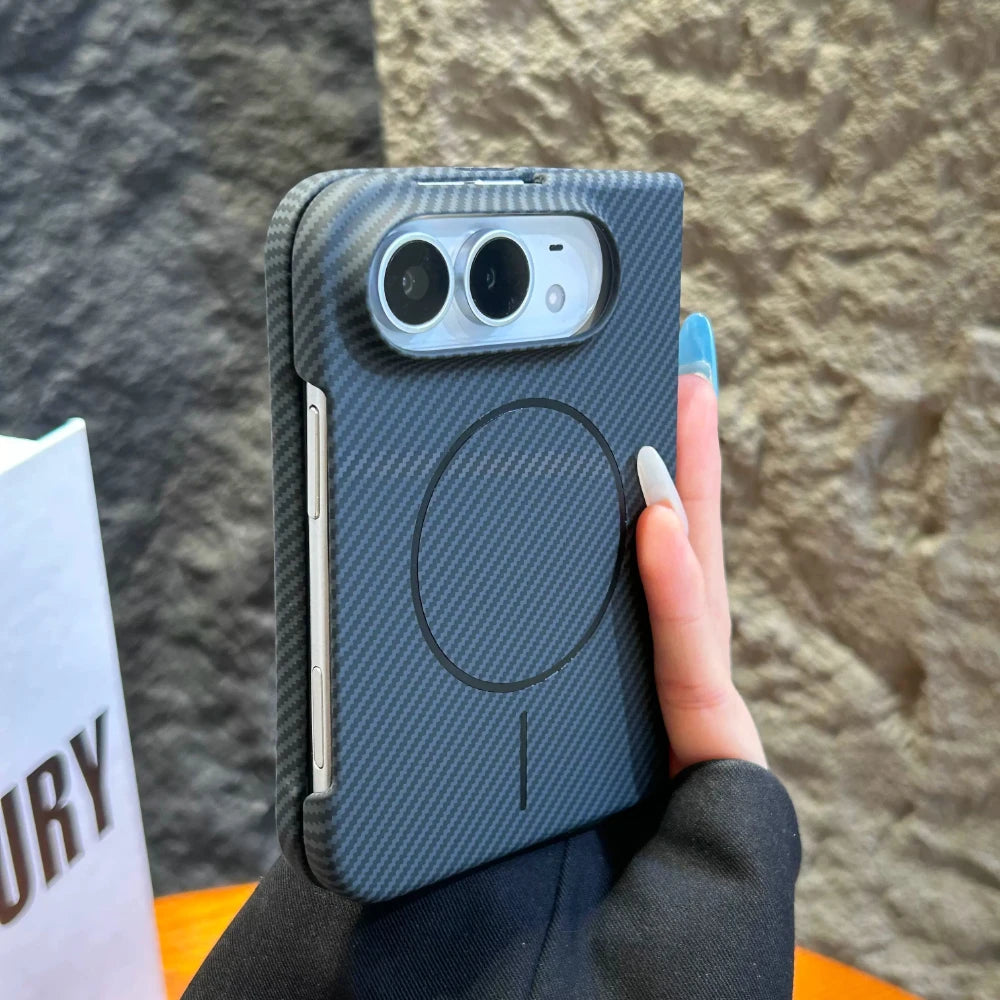 For iPhone Duo Case For Magsafe Magnetic Fashion Hard New Carbon Fiber Pattern Anti Fall Protect Back Cover For iPhone duo Shell