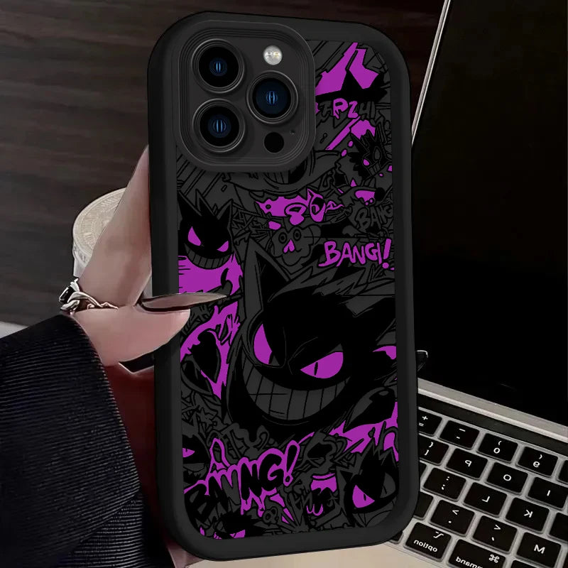 P-Pokemon Gengar Graffiti Phone Case for iPhone 17 Air 16 16E 15 14 13 12 11 Pro Max X XS X S Max XR SE 2020 SE4 7 8 Silicone