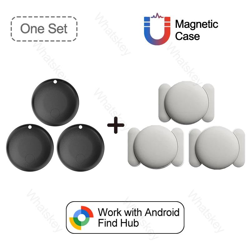 1-4PCS Mini GPS Locator Android Anti-Lost Alarm Google Find Hub Wallet Key Smart Tag with Strong Magnetic Suction Silicone Shell