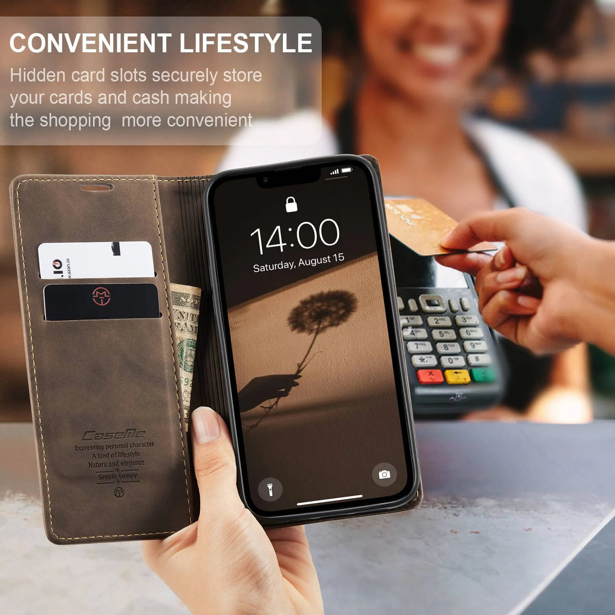 For iPhone 17e PU Leather Flip Wallet Case Magnetic Folio Cover Card Holder Credit Slots Kickstand TPU Shockproof Protective