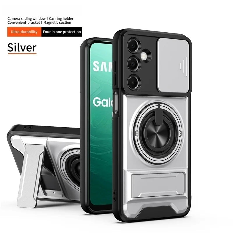 Armor Case For Samsung Galaxy S26 S25 S24 S23 S22 Ultra Plus S26Edge S25Edge S25FE Magnetic Stand Holder Ring Lens Protect Cover