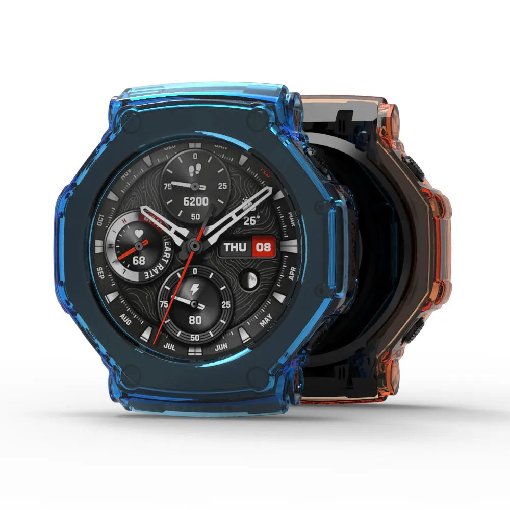 2-in-1 Protective Case + Screen Protector Glass for Amazfit T Rex 3 TRex 3 Smart Watch Bumper Protective Cover Tempered Glass